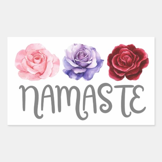 Drie bloemen Namaste Rechthoekige Sticker (Voorkant)