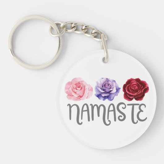 Drie bloemen Namaste Sleutelhanger (Voorkant)