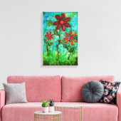 Drie bloemen voor Heather Saulsbury Mixed Media Ar Canvas Afdruk (Insitu (Woonkamer))