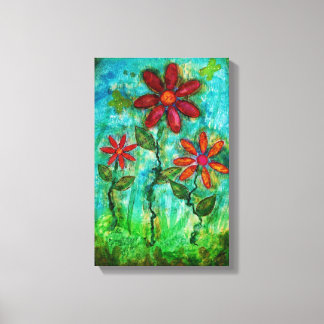 Drie bloemen voor Heather Saulsbury Mixed Media Ar Canvas Afdruk