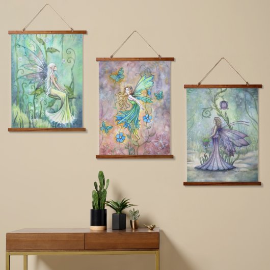 Drie bloemenfeeën van Molly Harrison Hangend Wandkleed (Asymmetrisch)
