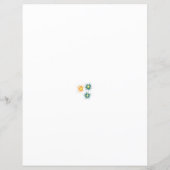 Drie bloemetjes met groene en oranje bloemblaadjes (Achterkant)