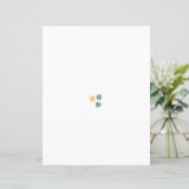 Drie bloemetjes met groene en oranje bloemblaadjes (Staand voorkant)