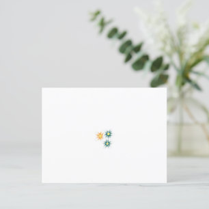 Drie bloemetjes met groene en oranje bloemblaadjes briefkaart