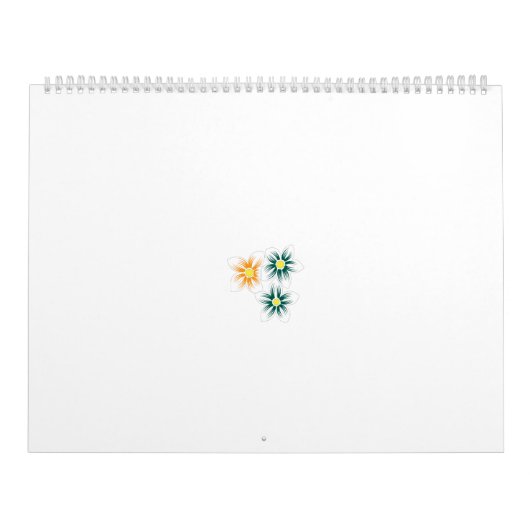 Drie bloemetjes met groene en oranje bloemblaadjes kalender (Hoes)