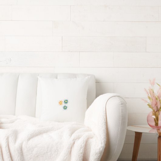 Drie bloemetjes met groene en oranje bloemblaadjes kussen (Bank)