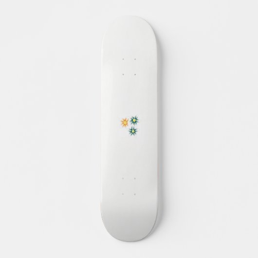 Drie bloemetjes met groene en oranje bloemblaadjes persoonlijk skateboard (Voorkant)