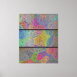 drie blokken van meerkleurige abstracte vormen canvas afdruk
