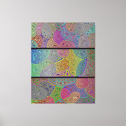 drie blokken van meerkleurige abstracte vormen canvas afdruk (Voorkant)
