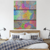 drie blokken van meerkleurige abstracte vormen canvas afdruk (Insitu (Slaapkamer))