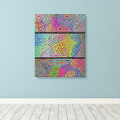 drie blokken van meerkleurige abstracte vormen canvas afdruk (Insitu (Houten vloer))