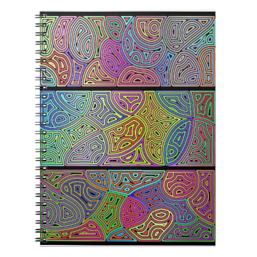 Drie blokken veelkleurige abstracte vormen notitieboek (Voorkant)