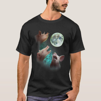 Drie Boerderij Varkens Howl bij Moon 3 Wolfs Funny T-shirt