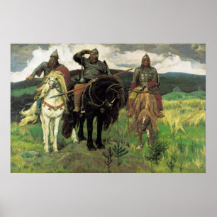 Drie Bogatyrs (1898) van Viktor Vasnetsov Print