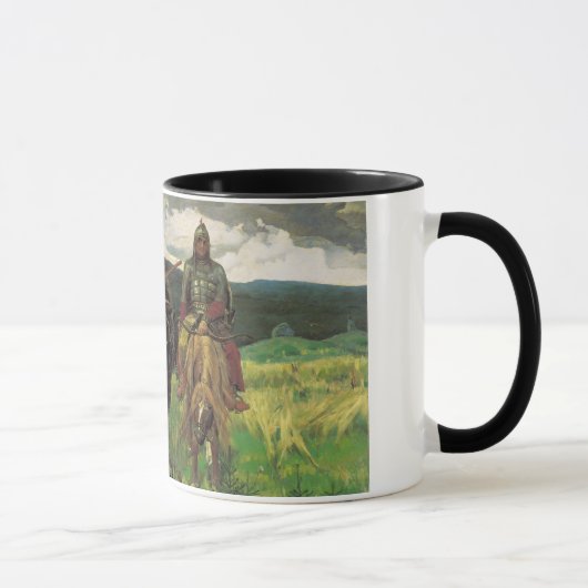 Drie Bogatyrs (1898) van Viktor Vasnetsov Print Mok (Rechts)