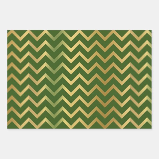 Drie Bold Goud Chevron Kerst Inpakpapier Vel (Voorkant)
