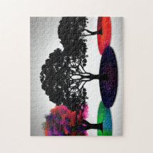 Drie Bomen Drie Seizoenen Witte Achtergrond