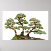 drie bomen met bonsai poster (Voorkant)