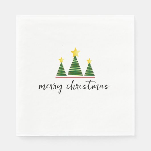 Drie Bomen, Prettig Kerst Papier Servet (Voorkant)