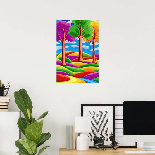 Drie Bomen Print, Waarde Poster Papier (Matte)