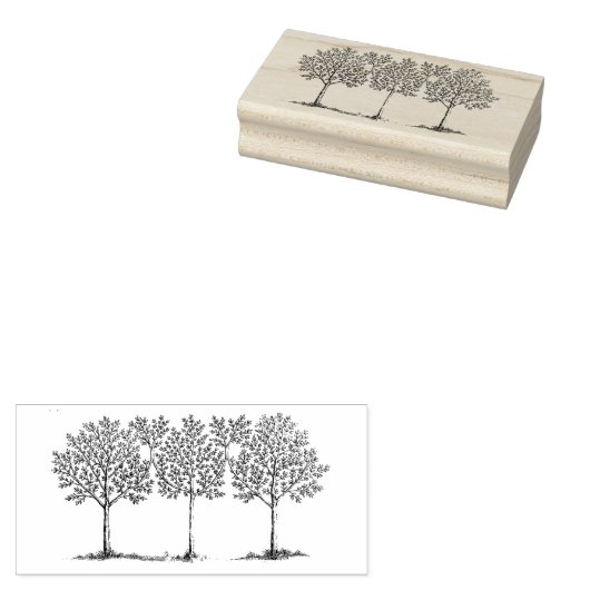 Drie  bomen rubberstempel (Gestempeld)