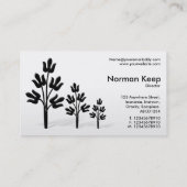 Drie bomen - zwart en wit visitekaartje (Achterkant)