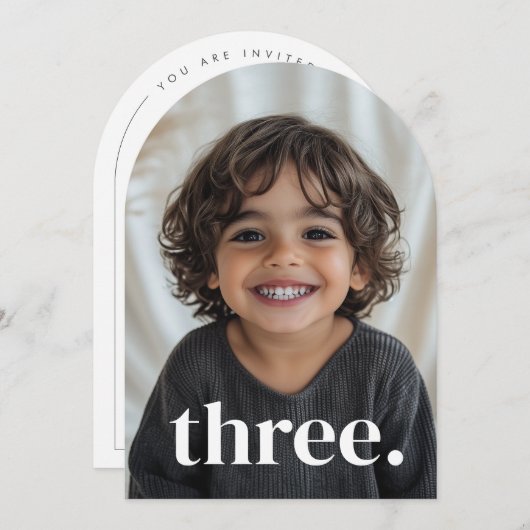 Drie boogfoto 3e verjaardag kaart (Voorkant / Achterkant)