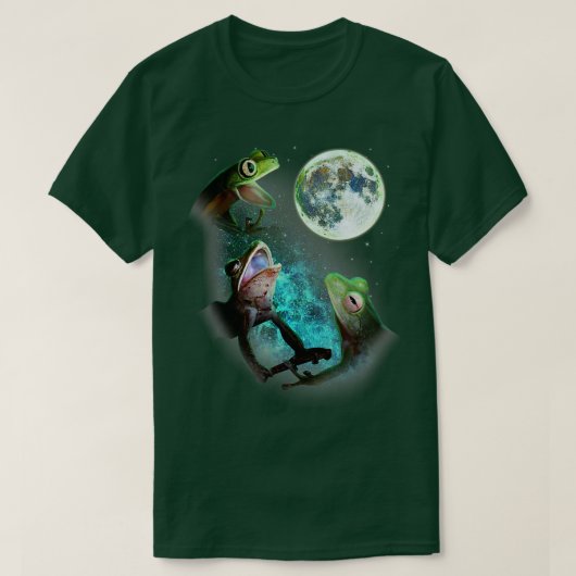 Drie boomkikkers Howl bij maan 3 Wolfs Funny T-shirt (Design voorkant)