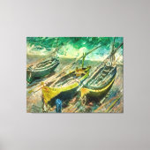Drie boot. Claude Monet. Uitgebreide afdruk Canvas Afdruk (Voorkant)