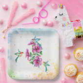 Drie Borden voor de Waterverf van Hummingvogels Papieren Bordje (Feest)