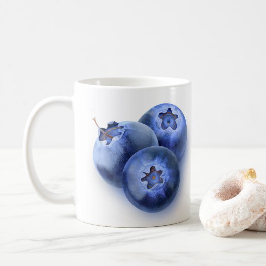 Drie bosbessen koffiemok (Met donut)