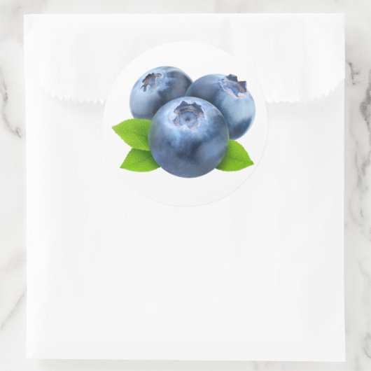 Drie bosbessen ronde sticker (Tas)