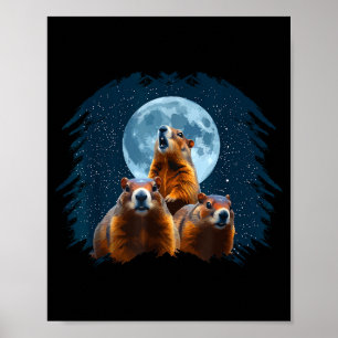 Drie bosmarmot kop en maan Fijne dag van de bosmar Poster