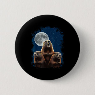 Drie bosmarmotten en een maan Grappige Groundhogda Ronde Button 5,7 Cm