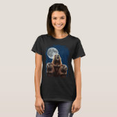 Drie bosmarmotten en een maan Grappige Groundhogda T-shirt (Voorkant volledig)