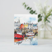 Drie boten in de Vissende haven Briefkaart (Staand voorkant)