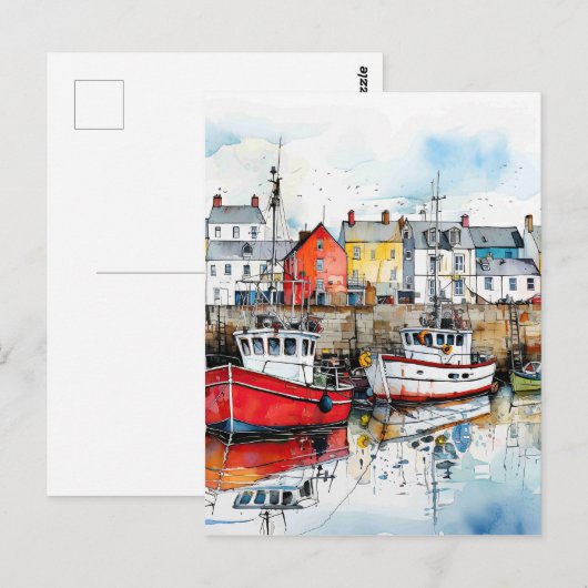 Drie boten in de Vissende haven Briefkaart (Voorkant / Achterkant)