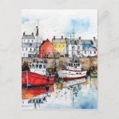 Drie boten in de Vissende haven Briefkaart (Voorkant)