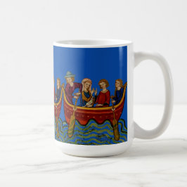 Drie boten op de Blauwe Koffiemok