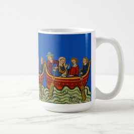 Drie boten op de Blauwe Koffiemok