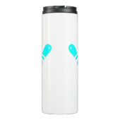 Drie Bowling Kegel Aqua Blauw Thermosbeker (Achterkant)