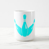 Drie Bowling Pins Aqua Blauw Koffiemok (Center)
