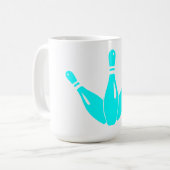 Drie Bowling Pins Aqua Blauw Koffiemok (Voorkant links)