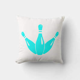 Drie Bowling Pins Aqua Blauw Kussen