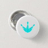 Drie Bowling Pins Aqua Blauw Ronde Button 3,2 Cm (Voorkant /achterkant)