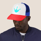 Drie Bowling Pins Aqua Blauw Trucker Pet (In situ)