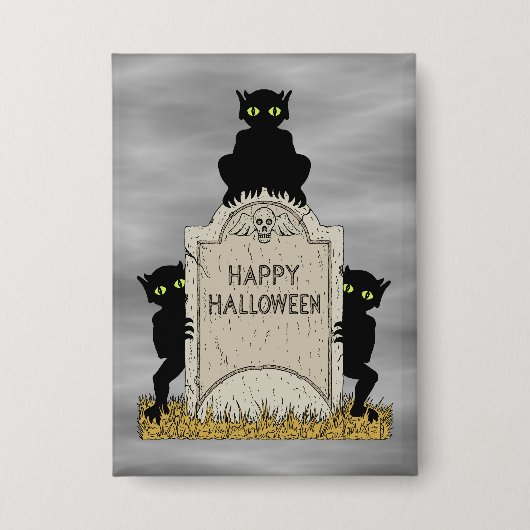 Drie boze geesten Gelukkig Halloween Button (Voorkant)