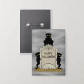 Drie boze geesten Gelukkig Halloween Button (Voorkant / Achterkant)
