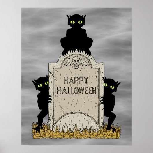 Drie boze geesten, prettig Halloween Poster (Voorkant)