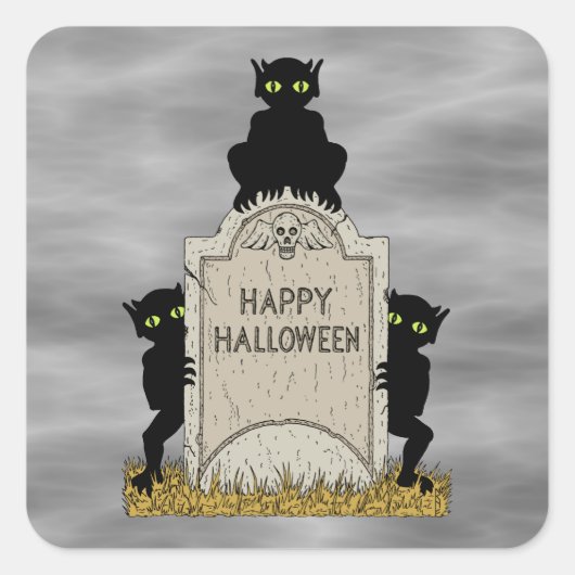 Drie boze geesten Prettig Halloween Vierkante Sticker (Voorkant)
